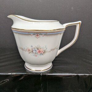 Mikasa Bone China CAP03 Romantic Garden Floral Pattern Blue Gold Stipe Creamer